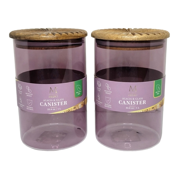 🆕️ Set of 2 Sunburst Textured 33.8 oz Glass Canisters - Picture 8 of 8